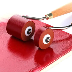 Multi-Use Rubber Brayer Roller | Wooden Steel Stamping and Printing Tool | Ideal for Crafting and Wall Painting