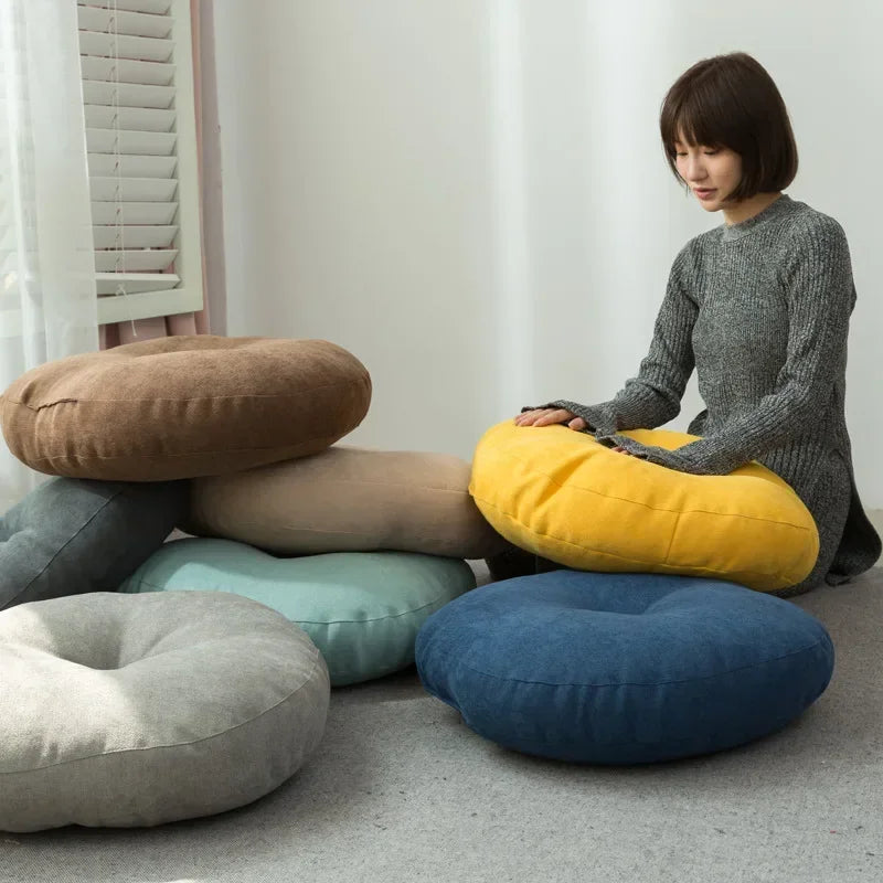 Thickened Cotton Linen Futon | Round Meditation and Tatami Mat Cushion