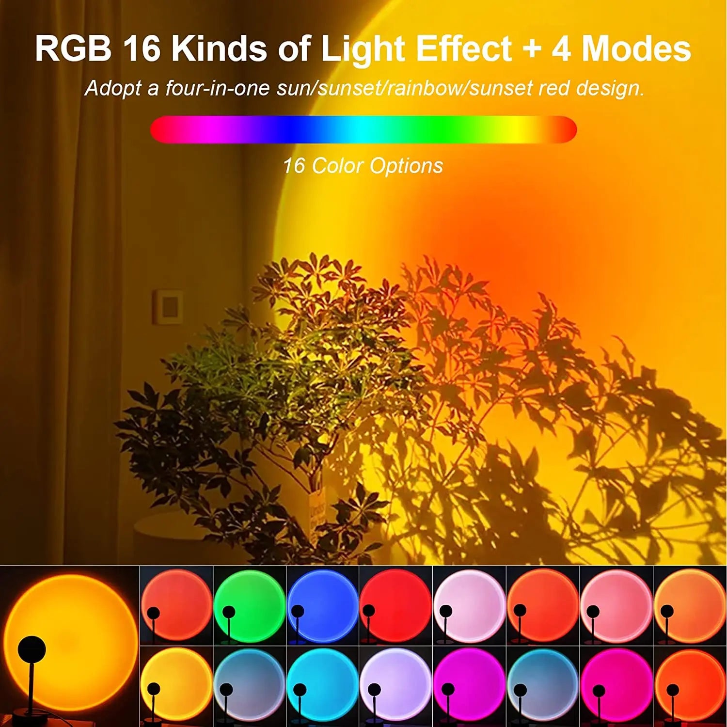 SpectrumBeam Smart Sunset Projector Lamp | Rainbow & Sunset Bluetooth Night Light | Adjustable, Remote-Controlled Ambiance Light | Perfect for Home & Cafe Decor