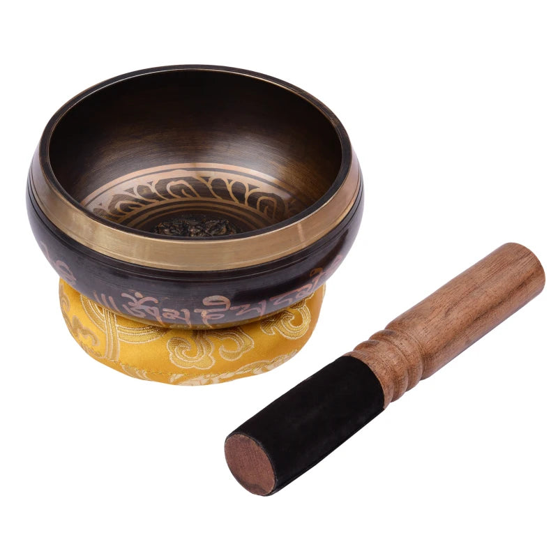 Tibetan Singing Bowl Set | Handcrafted Metal Bowl with Cushion and Wooden Striker for Meditation and Wellness