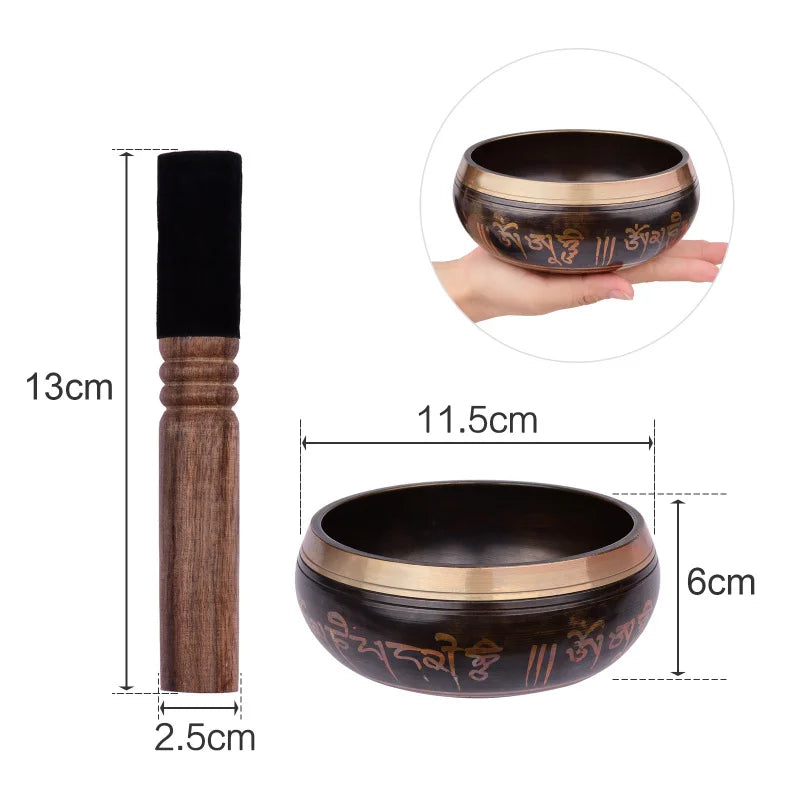 Tibetan Singing Bowl Set | Handcrafted Metal Bowl with Cushion and Wooden Striker for Meditation and Wellness