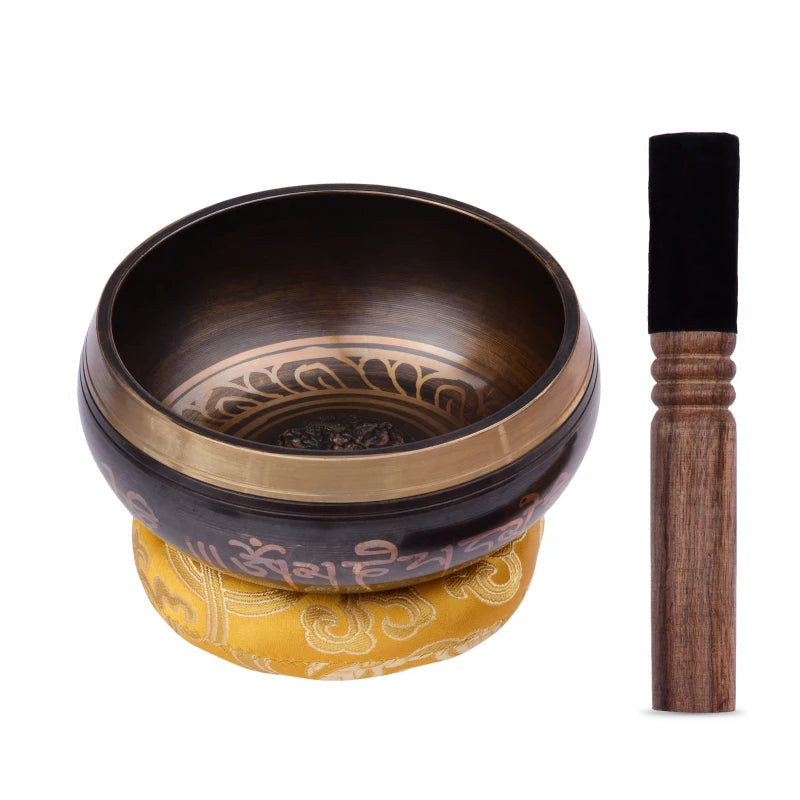 Tibetan Singing Bowl Set | Handcrafted Metal Bowl with Cushion and Wooden Striker for Meditation and Wellness