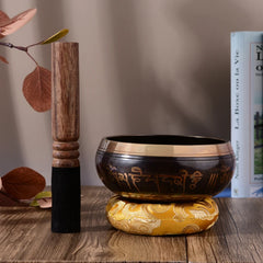 Tibetan Singing Bowl Set | Handcrafted Metal Bowl with Cushion and Wooden Striker for Meditation and Wellness