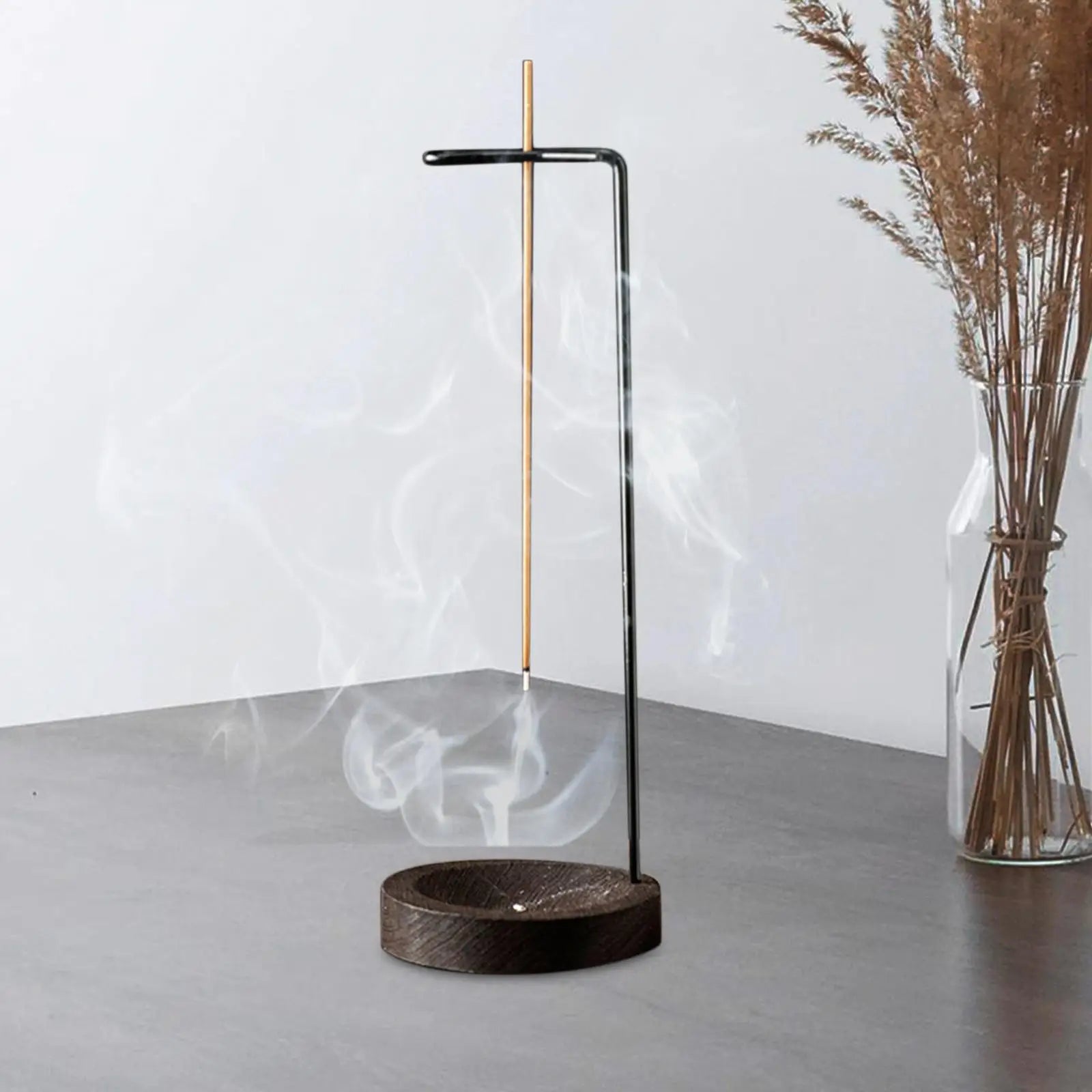Elegant Wooden Incense Burner with Metal Stand - Upside Down Design | Home & Yoga Decor