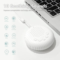 Portable White Noise Sound Machine | 10 Soothing Sounds | Adjustable Volume & Timer | Rechargeable & Compact for Relaxation and Sleep