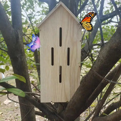 Rustic Wooden Butterfly House | Large Insect Habitat for Garden