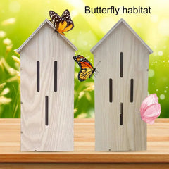 Rustic Wooden Butterfly House | Large Insect Habitat for Garden