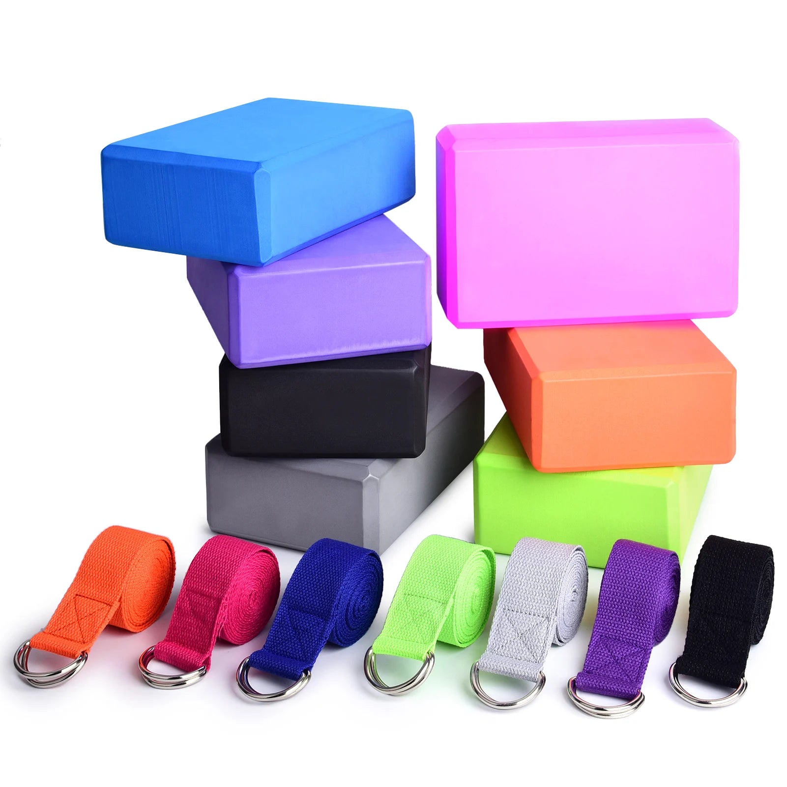 2-Piece EVA Yoga Block Set with Cotton Strap | Enhance Alignment and Flexibility