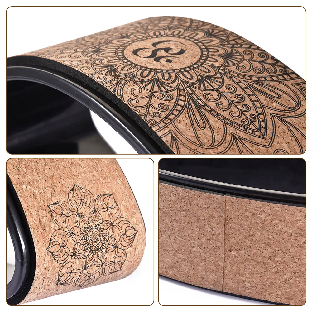 Mandala Flower Yoga Wheel | Eco-Friendly Cork | Enhanced Flexibility and Support