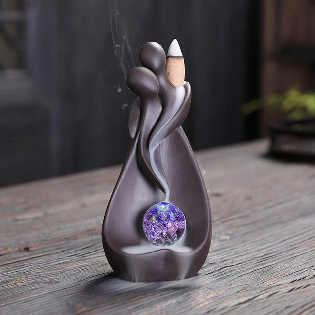 Zen Lotus Dragon Backflow Incense Burner - Ceramic Purple Sand | Home & Office Decor