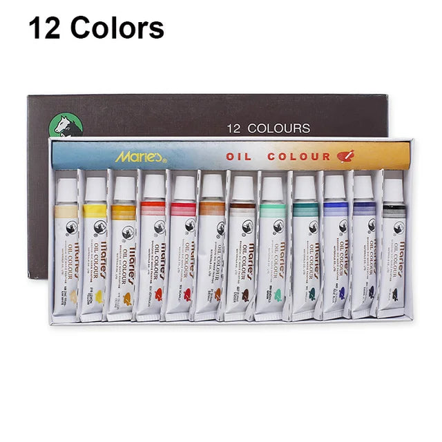 Marie's Professional Oil Paint Set | Available in 12, 18, 24 Colors | High-Quality Painting Pigments