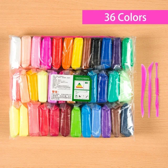 36-Color Polymer Light Clay Set | Fluffy Modelling Clay for Kids | Includes Tools for Creative Play
