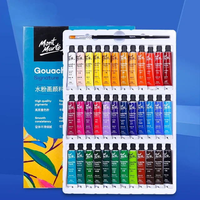 Premium Gouache Paint Set | Available in 12, 18, 24, 36 Colors | 6/12ml Tubes | Washable Watercolors for Artists and Students