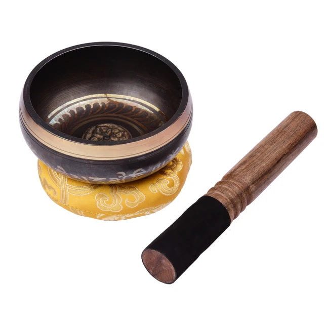 Tibetan Singing Bowl Set | Handcrafted Metal Bowl with Cushion and Wooden Striker for Meditation and Wellness