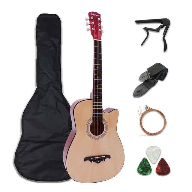 Essential Acoustic Guitar Starter Set | 38/41 Inch | Includes Capo, Picks, Bag, and Strings