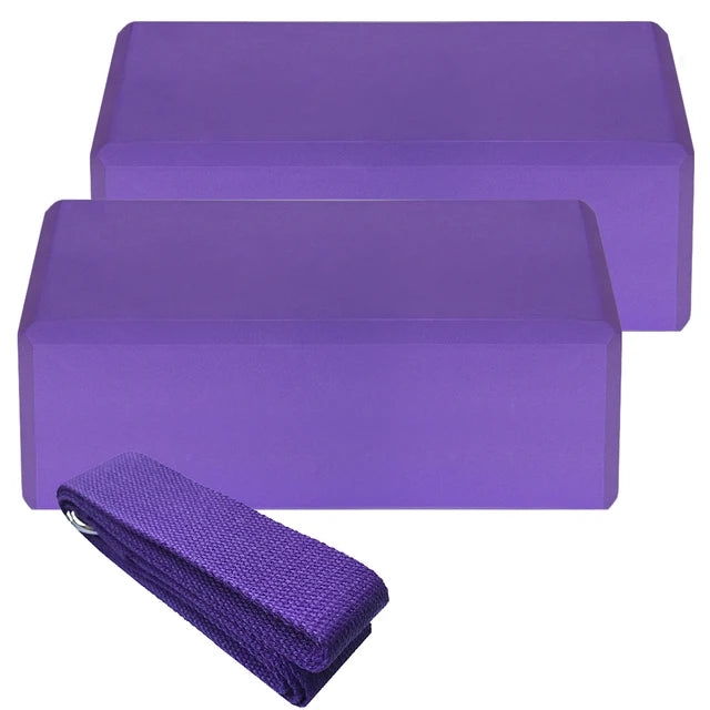 2-Piece EVA Yoga Block Set with Cotton Strap | Enhance Alignment and Flexibility