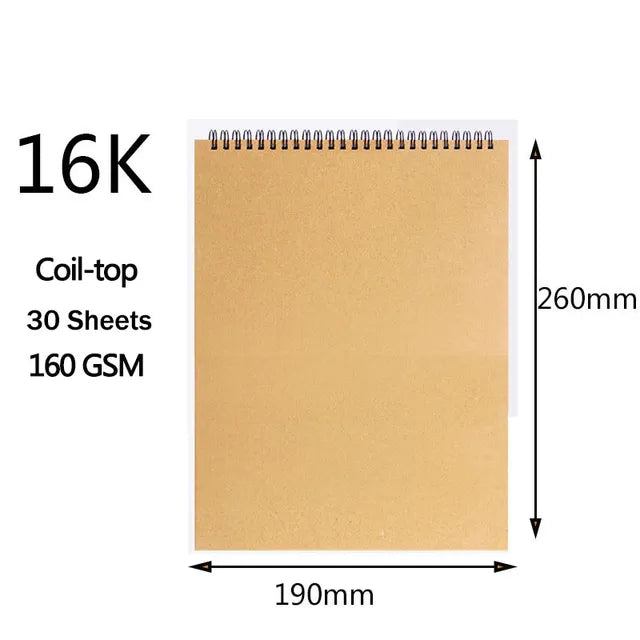 Art Sketchbook with 160GSM Kraft Paper | Spiral Coil Binding | Available in A5, 16K, A4 Sizes