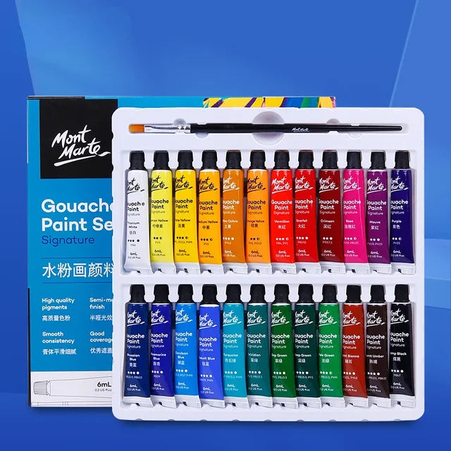 Premium Gouache Paint Set | Available in 12, 18, 24, 36 Colors | 6/12ml Tubes | Washable Watercolors for Artists and Students