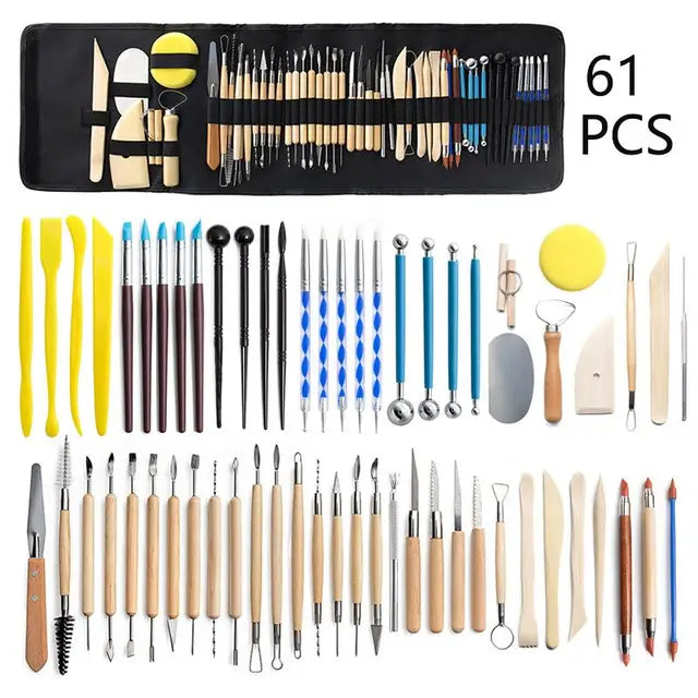 Complete Pottery Clay Sculpting Tools Set | Carving Kit with Carrying Case | Ideal for Beginners and Professionals