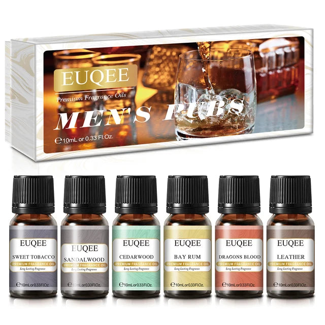 EUQEE Aromatic Essence Collection | 6-Piece Fragrance Oil Gift Kit | Coffee, Bakery, Harvest Spice, Pumpkin Pie, Forest Pine, Sweet Fruit | For Diffusers & Aromatherapy