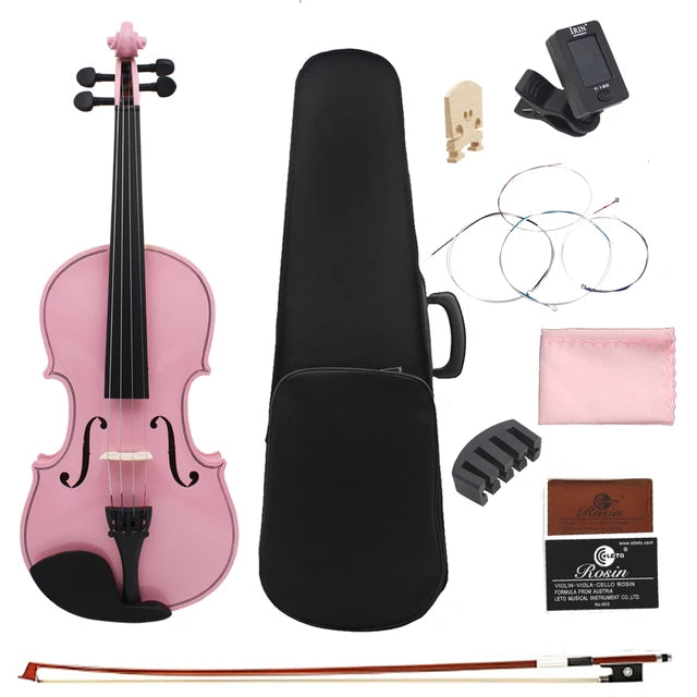 Complete Beginner's Violin Set | 4/4 Full-Size White Violin with Comprehensive Accessories