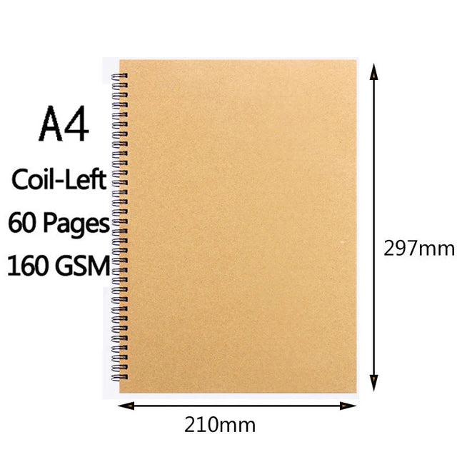 Art Sketchbook with 160GSM Kraft Paper | Spiral Coil Binding | Available in A5, 16K, A4 Sizes