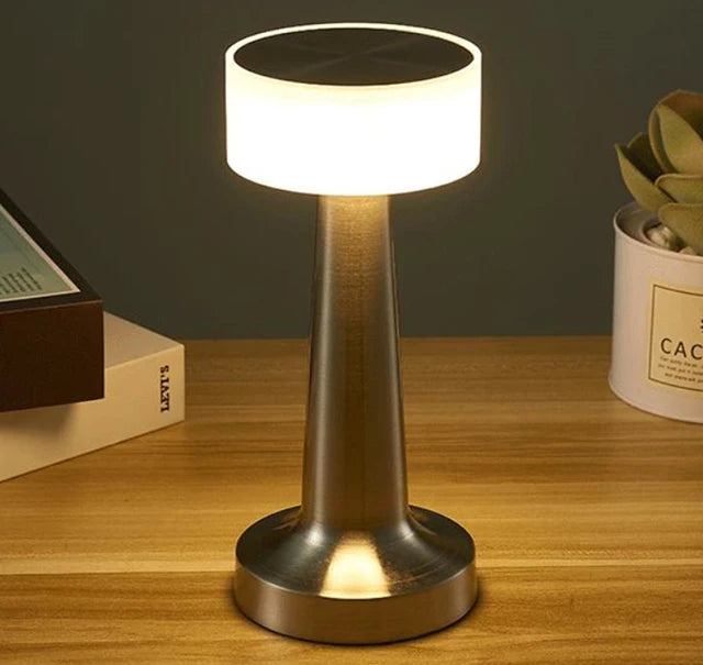 Vintage Glow Rechargeable Table Lamp | Elegant Gold Finish LED Lamp | Touch Dimming | Perfect for Home and Commercial Decor | Includes USB Cable