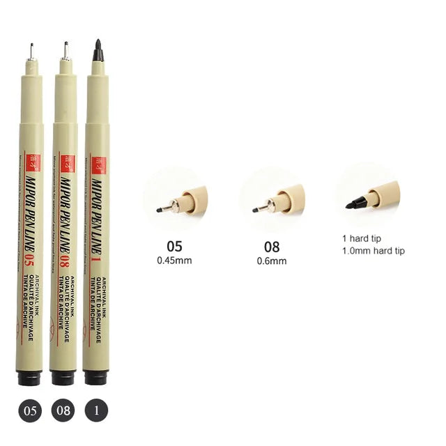 Micron Ink Marker Pen Set | Pigment Liner for Sketching & Manga | Quick-Drying & Water-Resistant | Multiple Tip Sizes Available