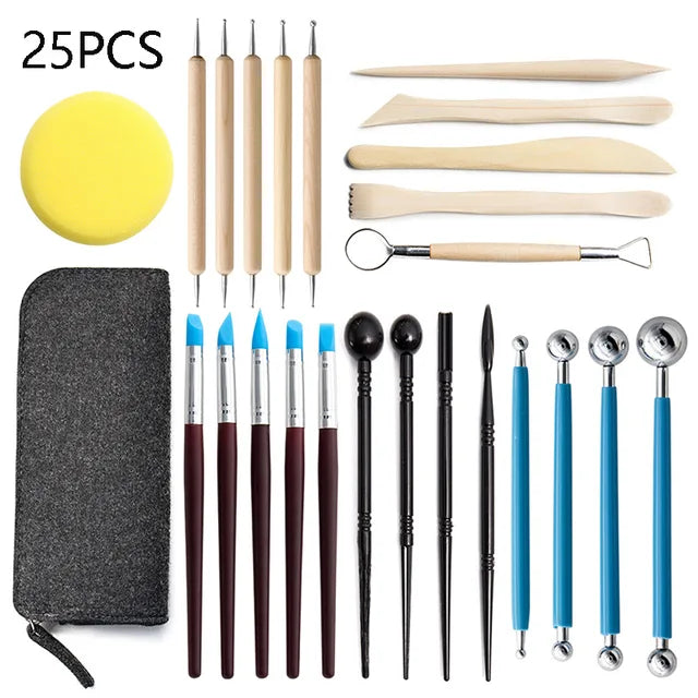 Complete Pottery Clay Sculpting Tools Set | Carving Kit with Carrying Case | Ideal for Beginners and Professionals