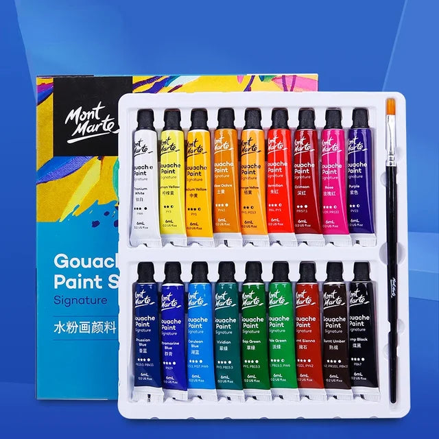 Premium Gouache Paint Set | Available in 12, 18, 24, 36 Colors | 6/12ml Tubes | Washable Watercolors for Artists and Students