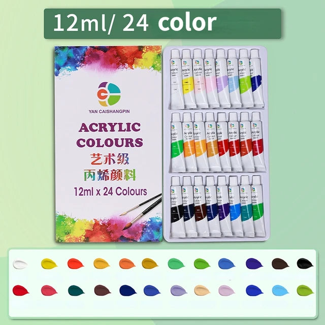 Acrylic Paint Set | Available in 12, 18, 24, 36 Colors | 12ml Tubes | Rich Pigments for Artists