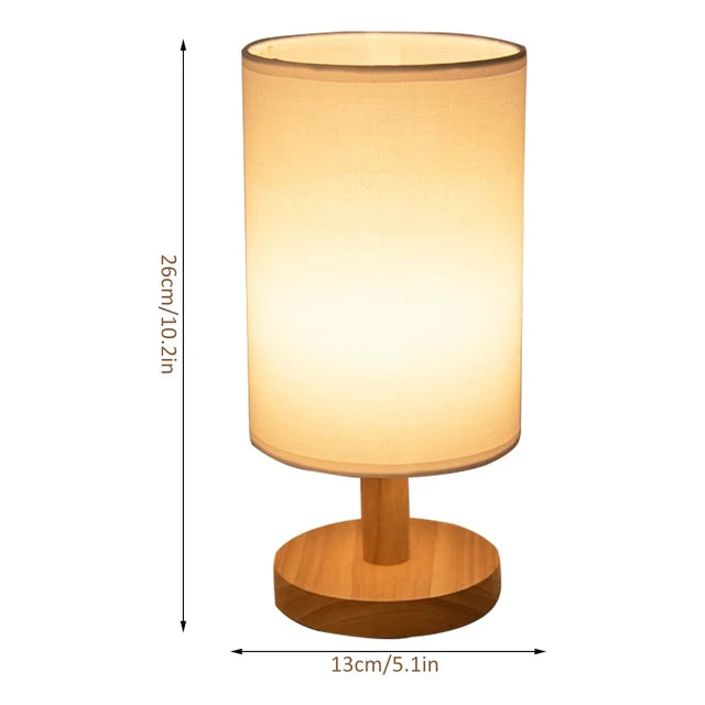 Lumina Linen & Solid Wood Table Lamp | Warm White LED Desk Lamp | USB Powered Eye-Caring Light | Available in Multiple Patterns | Perfect for Home Decor