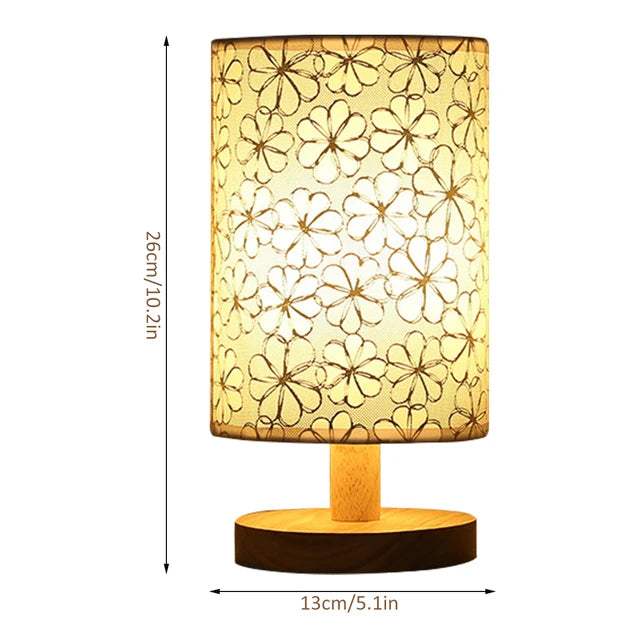 Lumina Linen & Solid Wood Table Lamp | Warm White LED Desk Lamp | USB Powered Eye-Caring Light | Available in Multiple Patterns | Perfect for Home Decor