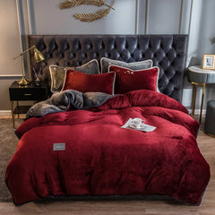 VelvetDreams Plush Winter Duvet Cover | Luxurious Crystal Velvet Coral Fleece | Warm and Soft Bedding | Available in Twin, Full, Queen, King Sizes | Dark Colors | Pillowcases Sold Separately