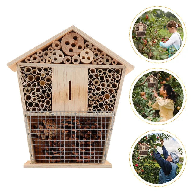 Wooden Beehive Pollinator House | Eco-Friendly Garden Insect Habitat