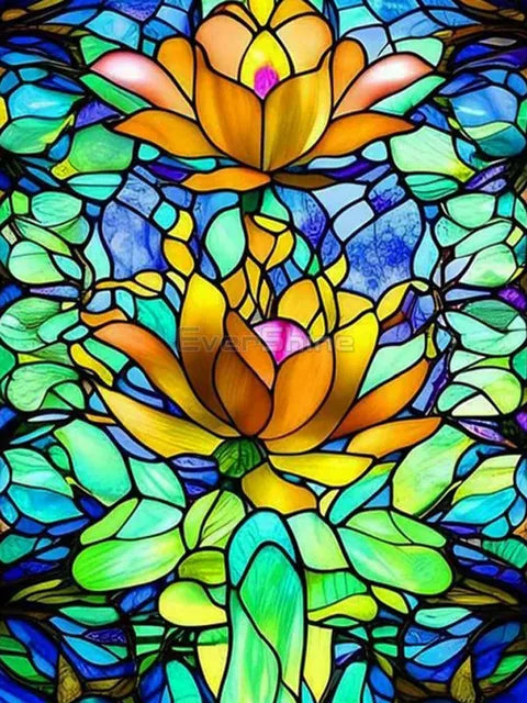 Shimmering Tulip Mosaic – Diamond Embroidery Craft Kit | Create Stunning Stained Glass-Style Wall Art