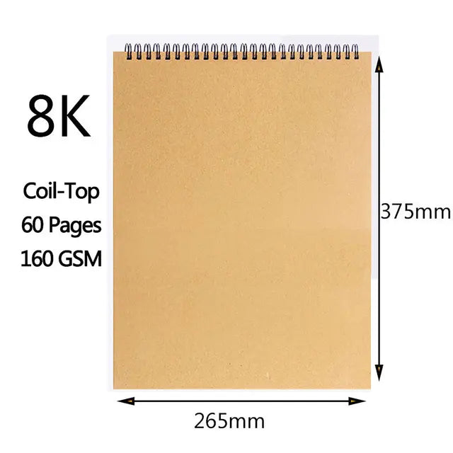 Art Sketchbook with 160GSM Kraft Paper | Spiral Coil Binding | Available in A5, 16K, A4 Sizes