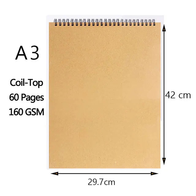 Art Sketchbook with 160GSM Kraft Paper | Spiral Coil Binding | Available in A5, 16K, A4 Sizes