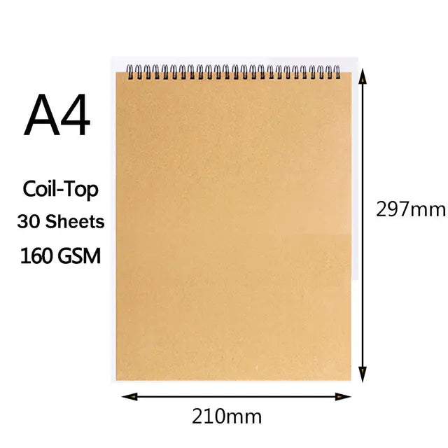 Art Sketchbook with 160GSM Kraft Paper | Spiral Coil Binding | Available in A5, 16K, A4 Sizes