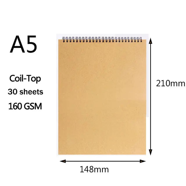 Art Sketchbook with 160GSM Kraft Paper | Spiral Coil Binding | Available in A5, 16K, A4 Sizes