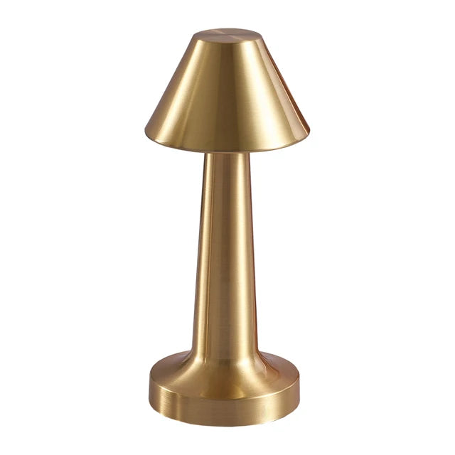 Vintage Glow Rechargeable Table Lamp | Elegant Gold Finish LED Lamp | Touch Dimming | Perfect for Home and Commercial Decor | Includes USB Cable