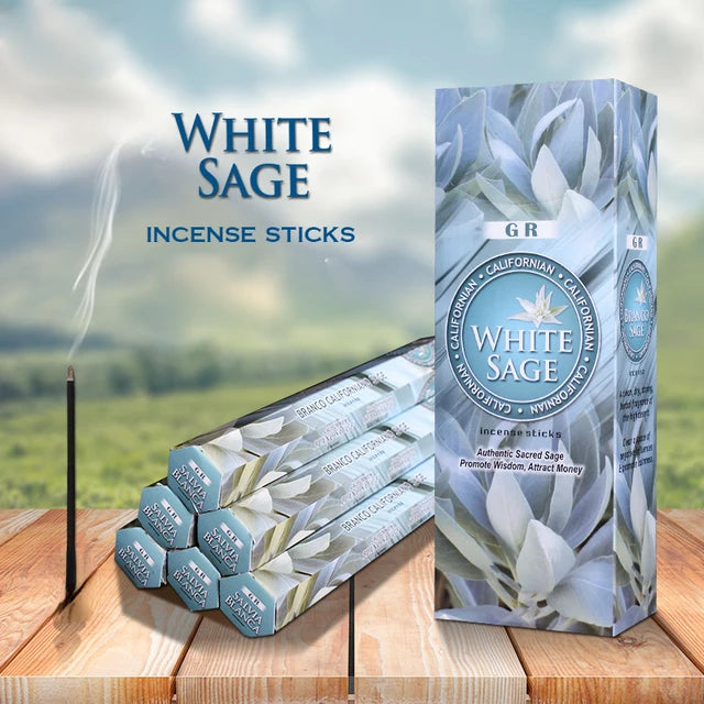Indian Aromatherapy Incense Sticks - 20 Pack | White Sage, Lavender, Sea Breeze