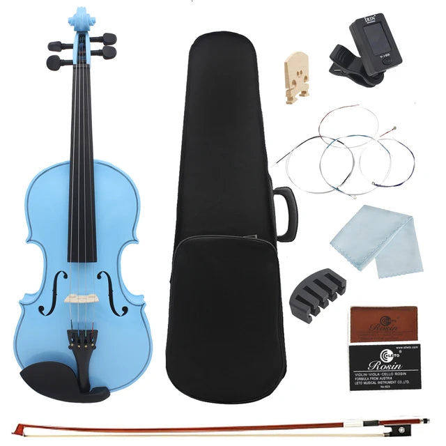 Complete Beginner's Violin Set | 4/4 Full-Size White Violin with Comprehensive Accessories