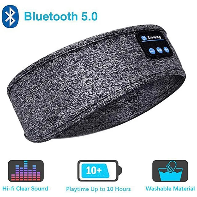 SoundSleep Wireless Bluetooth Headband | Multi-Functional Sports & Sleep Eye Mask with Built-In Headphones | Moisture-Wicking Material | Long Battery Life