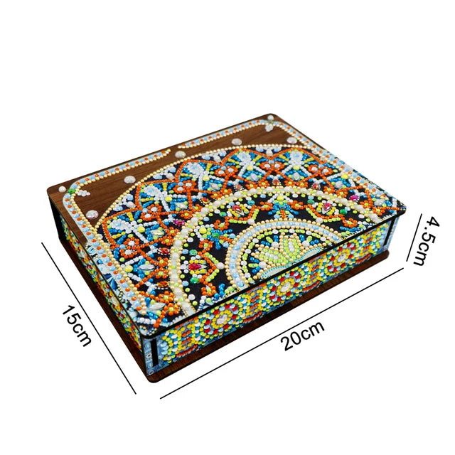 DIY Mandala Diamond Painting Jewelry Storage Box | Special Shaped Drill Wood Organizer Case | Mosaic Art Kit