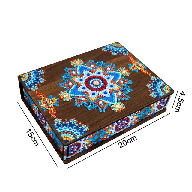 DIY Mandala Diamond Painting Jewelry Storage Box | Special Shaped Drill Wood Organizer Case | Mosaic Art Kit