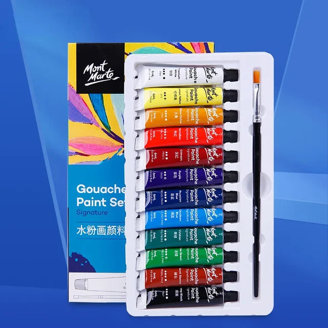 Premium Gouache Paint Set | Available in 12, 18, 24, 36 Colors | 6/12ml Tubes | Washable Watercolors for Artists and Students