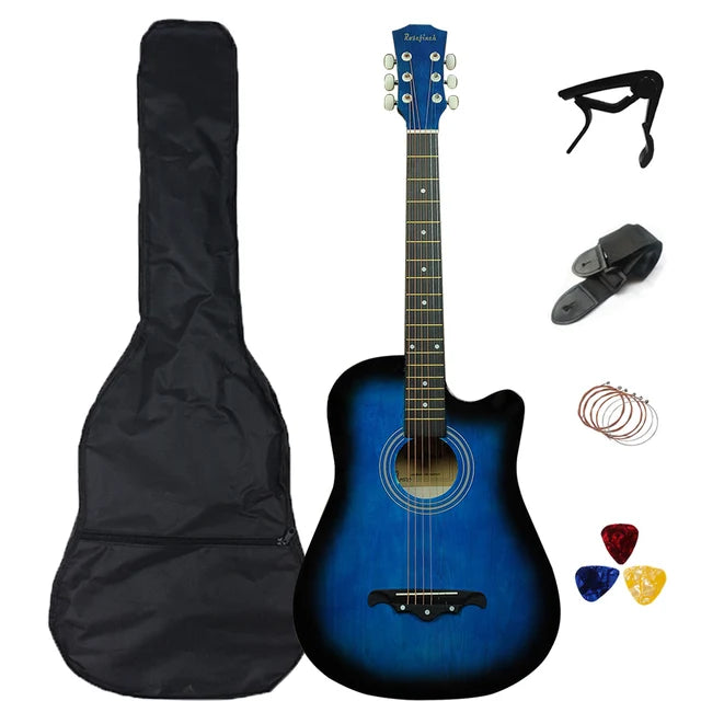 Essential Acoustic Guitar Starter Set | 38/41 Inch | Includes Capo, Picks, Bag, and Strings