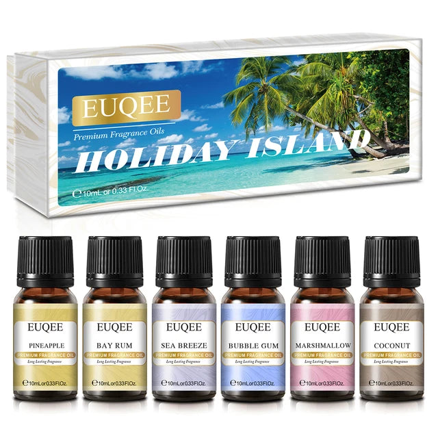 EUQEE Aromatic Essence Collection | 6-Piece Fragrance Oil Gift Kit | Coffee, Bakery, Harvest Spice, Pumpkin Pie, Forest Pine, Sweet Fruit | For Diffusers & Aromatherapy