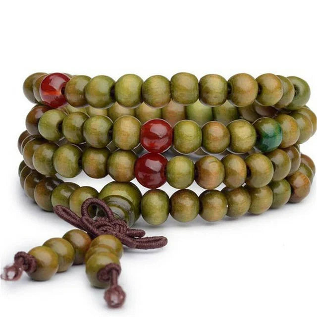 Meditation Mala Bracelet - 8mm Natural Sandalwood - 108 Beads | Spiritual Practice & Decor